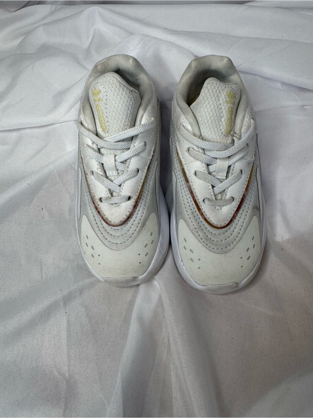 adidas Kids White Sneakers with Metallic Gold Accent